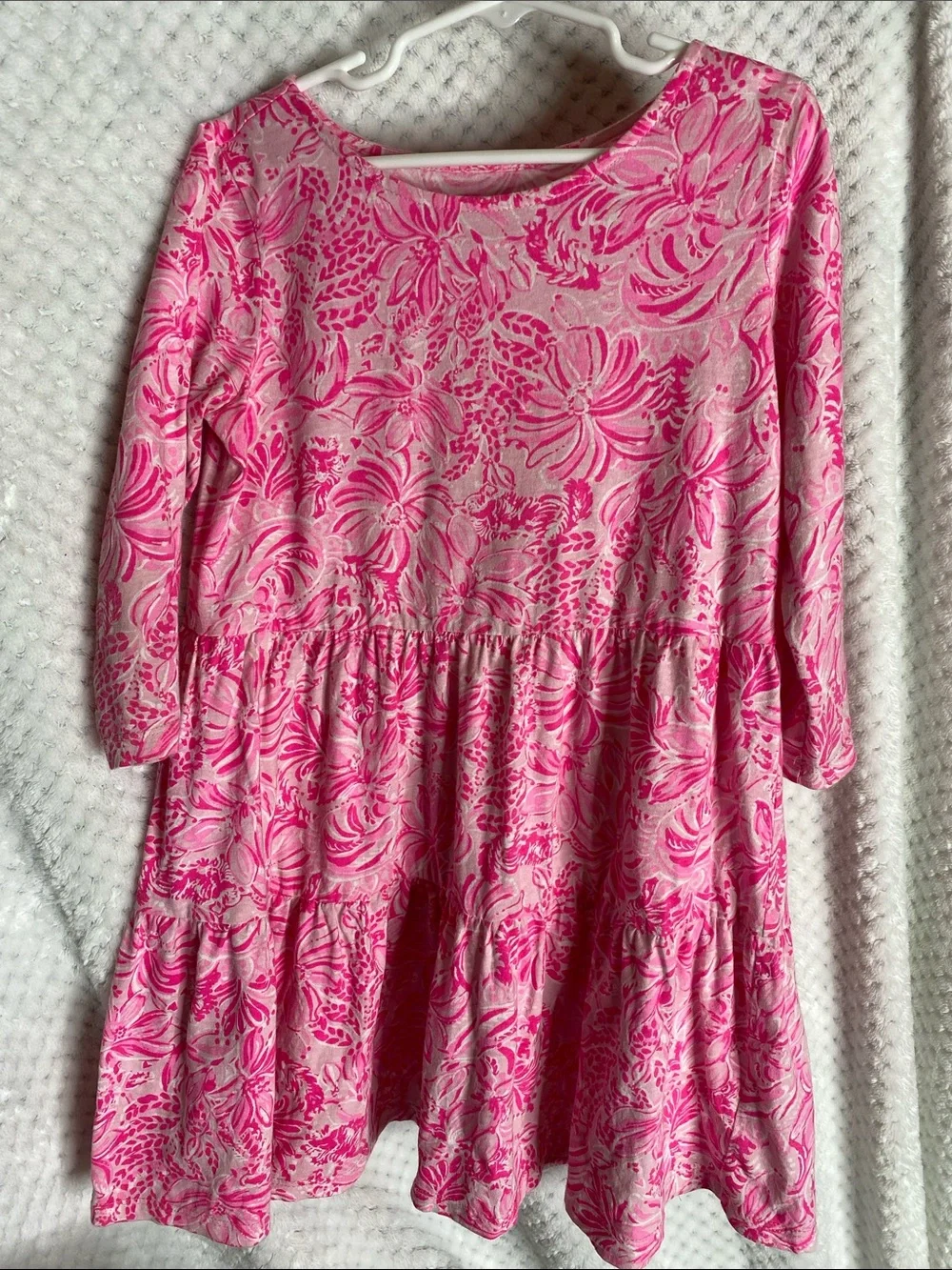Lilly Pulitzer Pink Floral Tiered Knit Dress for Girls